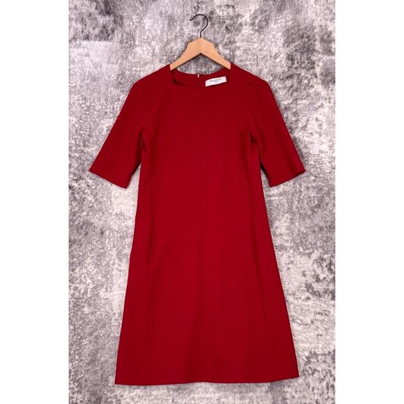 MM.LaFleur Dresses & Skirts - MM LaFleur The Emily Dress 4 Womens Red Tailored Fit 3/4 Sleeve Square Neck